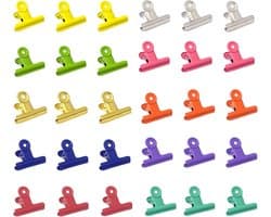 Bulldog clips 22 mm 30 stuks metalen scharnier briefklem multifunctionele clips voor foto's, levensmiddelenzak (10 kleuren) — afbeelding 1