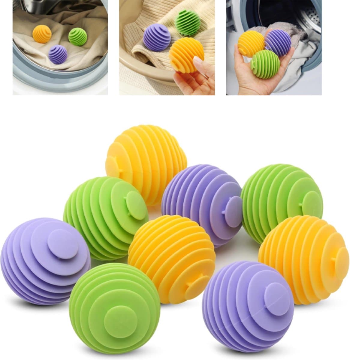 Drogerballen 9 Stuks - Droger Ballen - Wasbollen Voor Wasdrogers - Droogballen - Wasdroger - Wasverzachter - Anti-Kreuk - Wasballen Voor Wasmachine - Herbruikbare - Verminderen Rimpels En Kleven - Voor Het Reinigen Van Huiskleding — afbeelding 1
