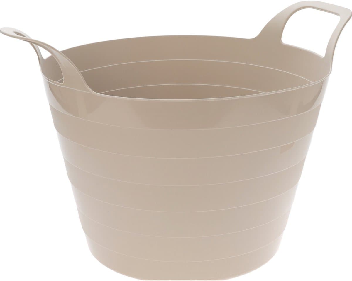 Excellent Houseware Flexibele wasmand - beige - 30 liter - kunststof - 54 x 37 cm - met handvatten — afbeelding 1