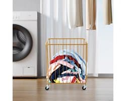 Wasmandwagen - Kledingwagen - Kleding sorteren - Grote metalen mand - 40x25x47 cm - Goud