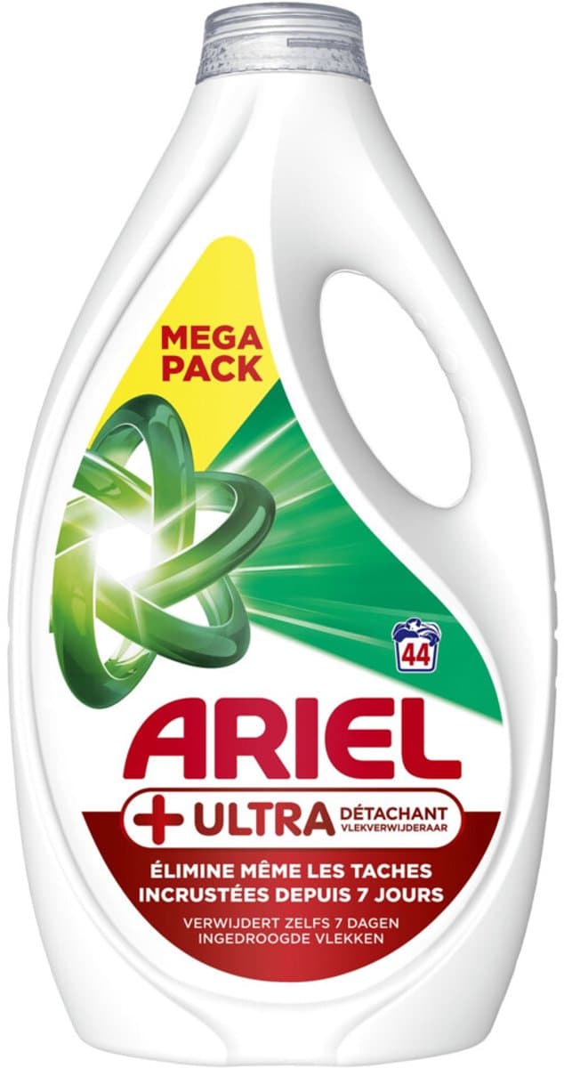 Ariel Vloeibaar Wasmiddel +Ultra Vlekverwijderaar 44 Wasbeurten - 4 x 1980 ml - Voordeelverpakking — afbeelding 1