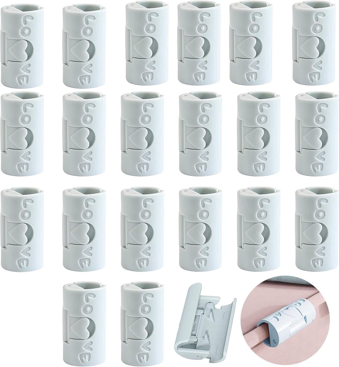 Dekbedclips - Plaatklemmen - 20 Stuks - 3.5*1.7*1.7cm - Stevige Dekbedclips - Stevige Dekbed Klemmen - Dekbedovertrek Clips - Deken Clips - Voorkom dat beddengoedaccessoires verschuiven - Snelle installatie - herbruikbaar - Hoogwaardig ABS - blauw — afbeelding 1