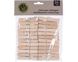 Wasknijpers naturel - 48x - bamboe hout - 7 cm - houten knijpers