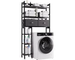 Wasmachine Ombouw - Opbouwmeubel - Kast Wasdroger - Meubel - Zwart