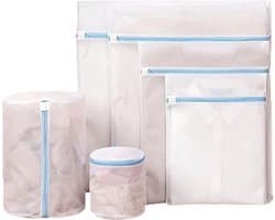 ATTREZZO® Waszak - set van 6 - diverse maten - met rits - Wit - Wasnet - Wastas - Ideaal voor lingerie - BH - kwestbare kleding