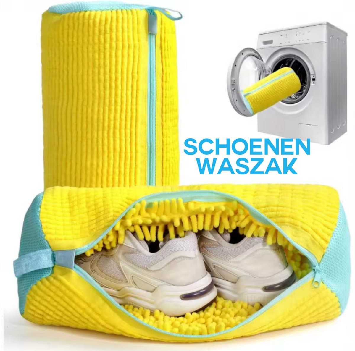 Waszak - Voor Schoenen - Kleur: Geel - Schoen Wasmachinezak – Herbruikbaar - Voor Sneakers & Alle Schoentypes – Waszak — afbeelding 1