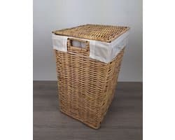 MigoStyling - Wasmand - Met Binnenzak - Rechthoek - Riet - Rotan - Naturel - 48x38xH66