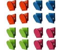 16 stuks veelkleurige magnetische metalen klemmen, koelkast whiteboard muur magnetische memo opmerking clip