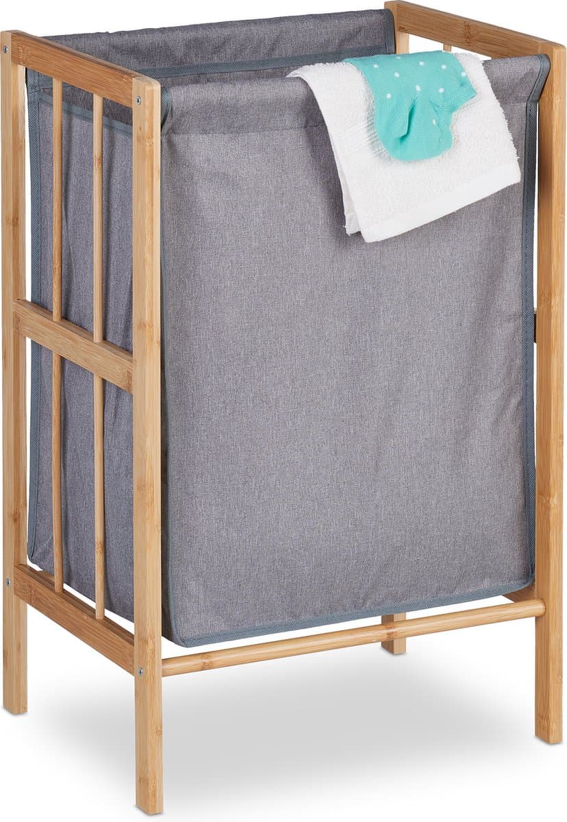 wasmand op poten - bamboe - 30 liter - waszak - zonder deksel - badkamer — afbeelding 1