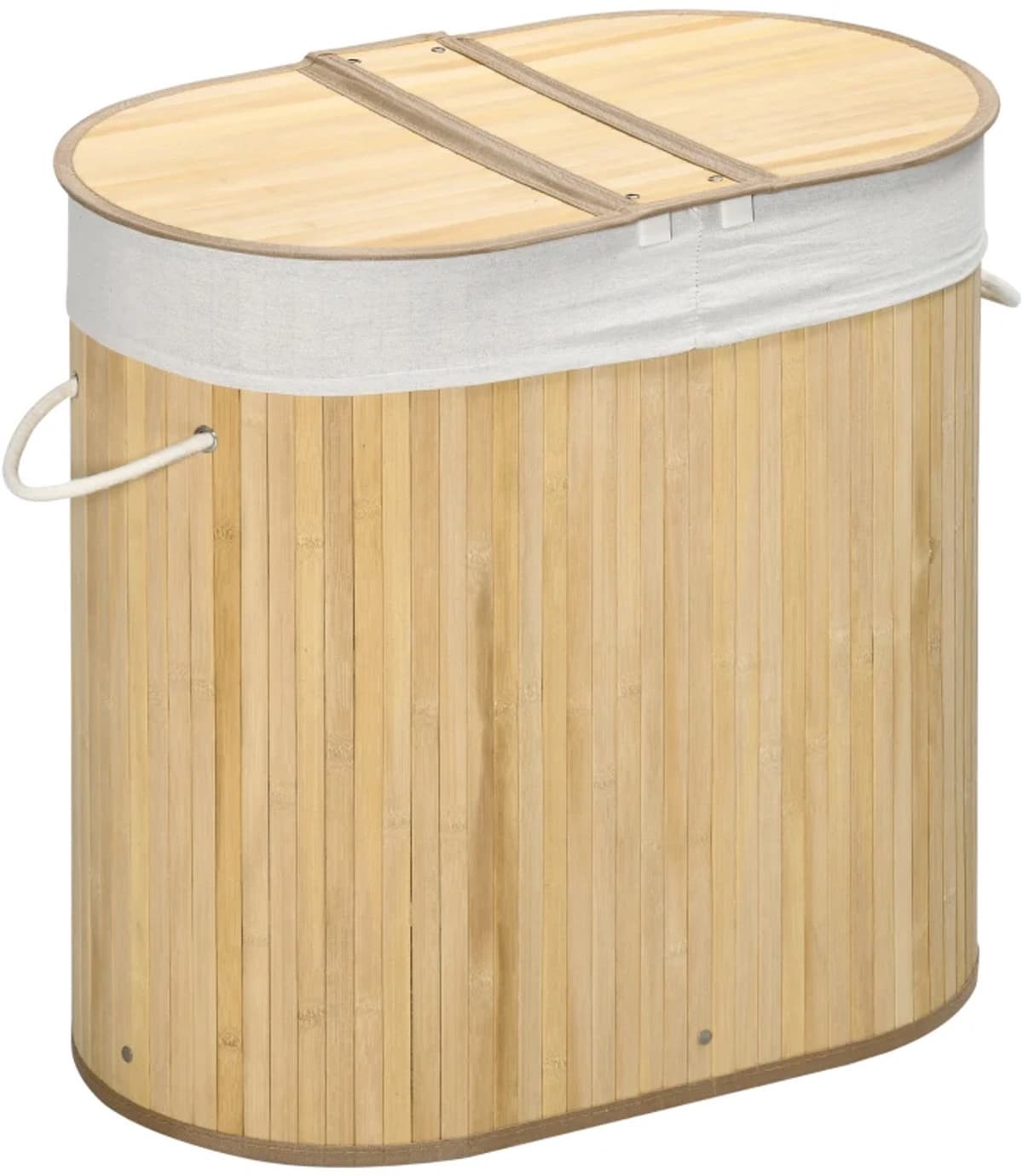 Wasmand - 100 liter - Afneembare wasbank - 62,5 x 37 x 60,5 cm - Naturel en wit — afbeelding 1