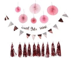 1set Married Decoratie Met Papier Fanfare Banner Voor Bruiloft Bruidsdouche Bachelorette Feest Verlovingsfeest Geschikt Voor Binnen Buiten Gebruik