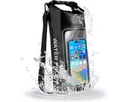 Rugzak 2 l met geïntegreerd transparant vak voor telefoon voor outdooractiviteiten, zwart