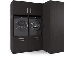 Wasophoogte® Wasmachine Kast Bern - Wasmachine verhoger - Wasmachine ombouw - 700(D)*2030(B)*2110(H) mm - Zwart