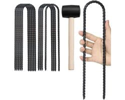 Set van 10 Gegalvaniseerde Stalen Tentpinnen van 30 cm - Grondankers voor Tent, Camping, Trampoline en Luifels met een Diameter van 5 mm en Hamer