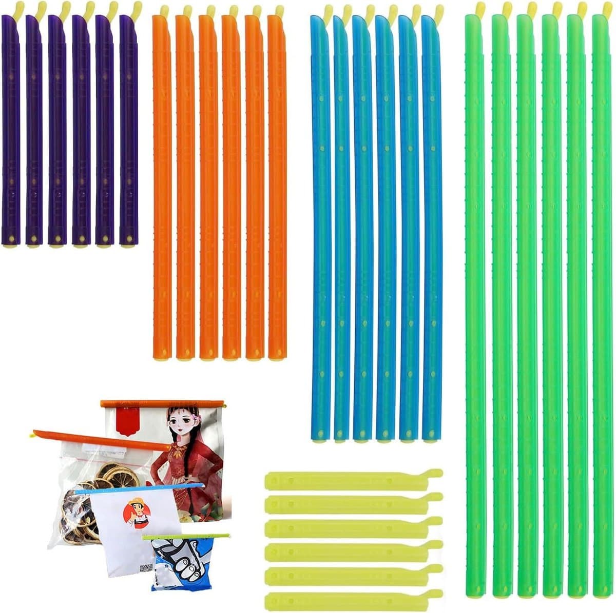 Sluitklemmen voor zakjes - Herbruikbare clips - Levensmiddelen bewaren - Lucht- en waterdicht - 5 maten - Meerkleurig — afbeelding 1