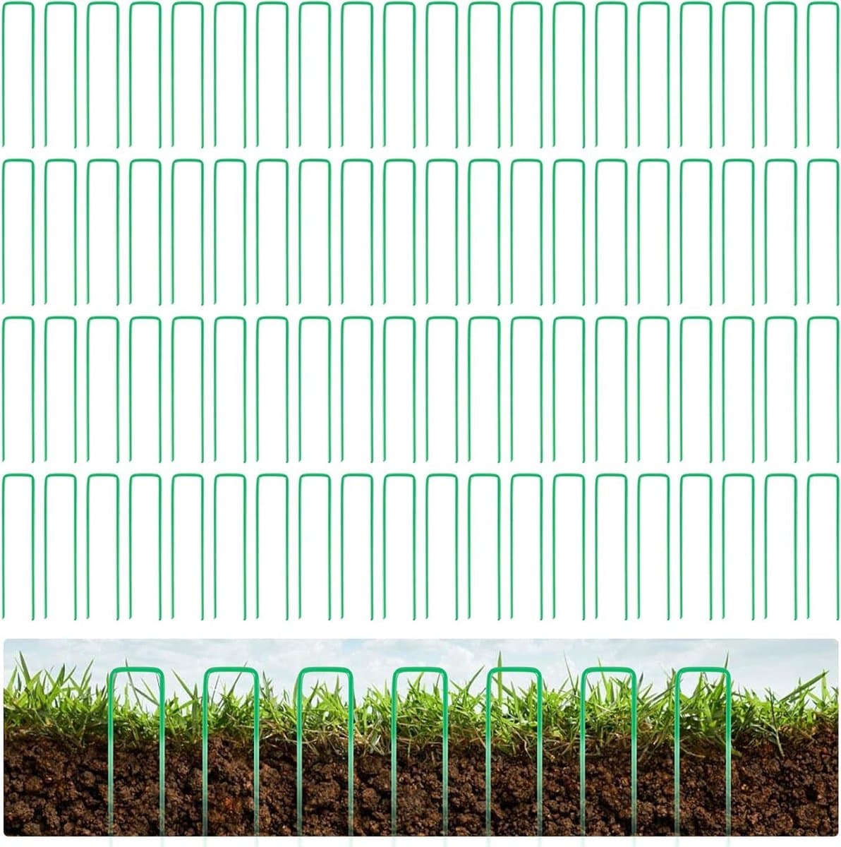 Grondankers Set - Tuinhaken Haringen - Bodem Vastzetten - Verzinkt Staal Groen - 15 cm - Groen — afbeelding 1