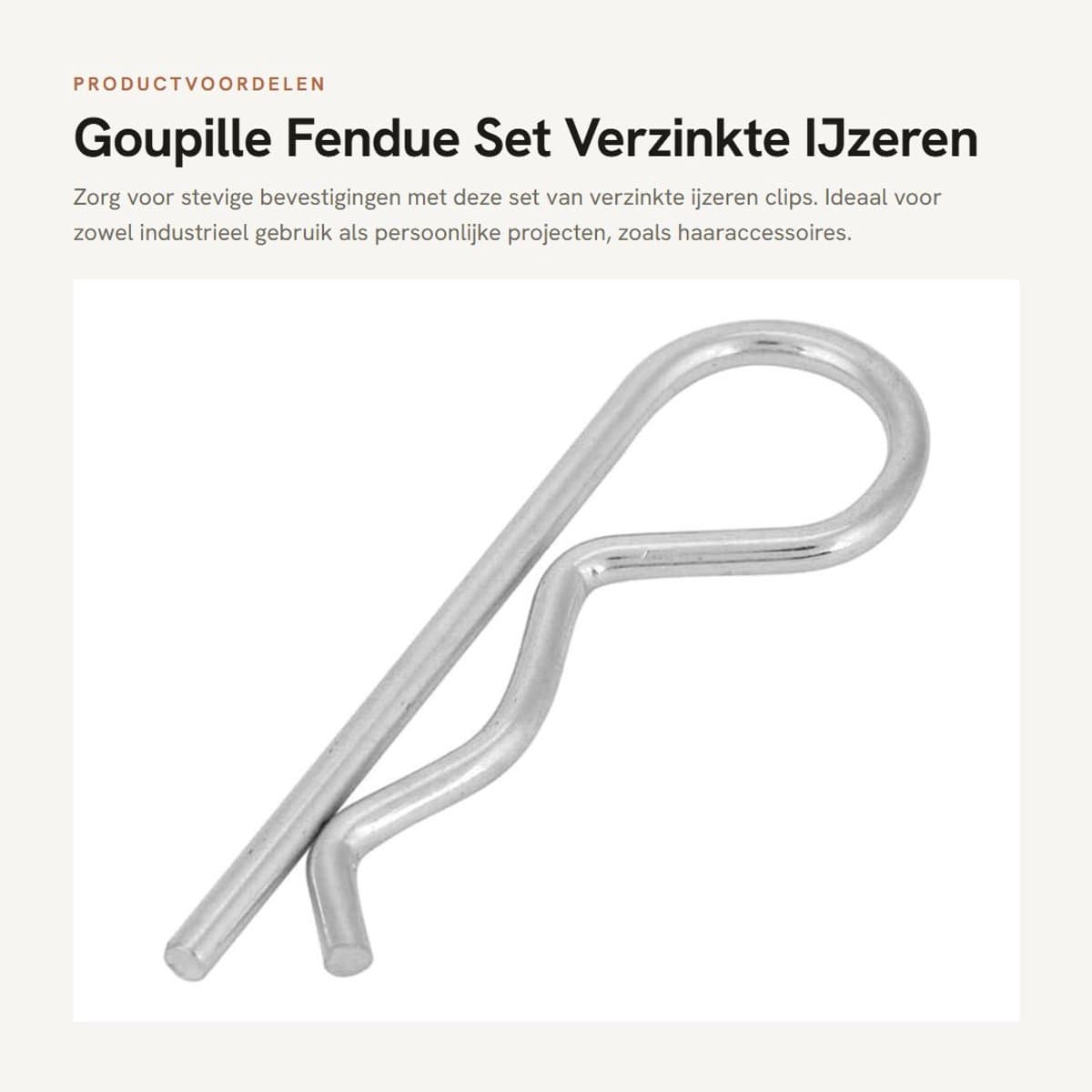 Dailygoods- Goupille B-Type 10 Stuks - Gegalvaniseerd Ijzer - Duurzaam - Haarspeld - Industrieel Gebruik - Afmetingen 3*60mm - Splitpen — afbeelding 1