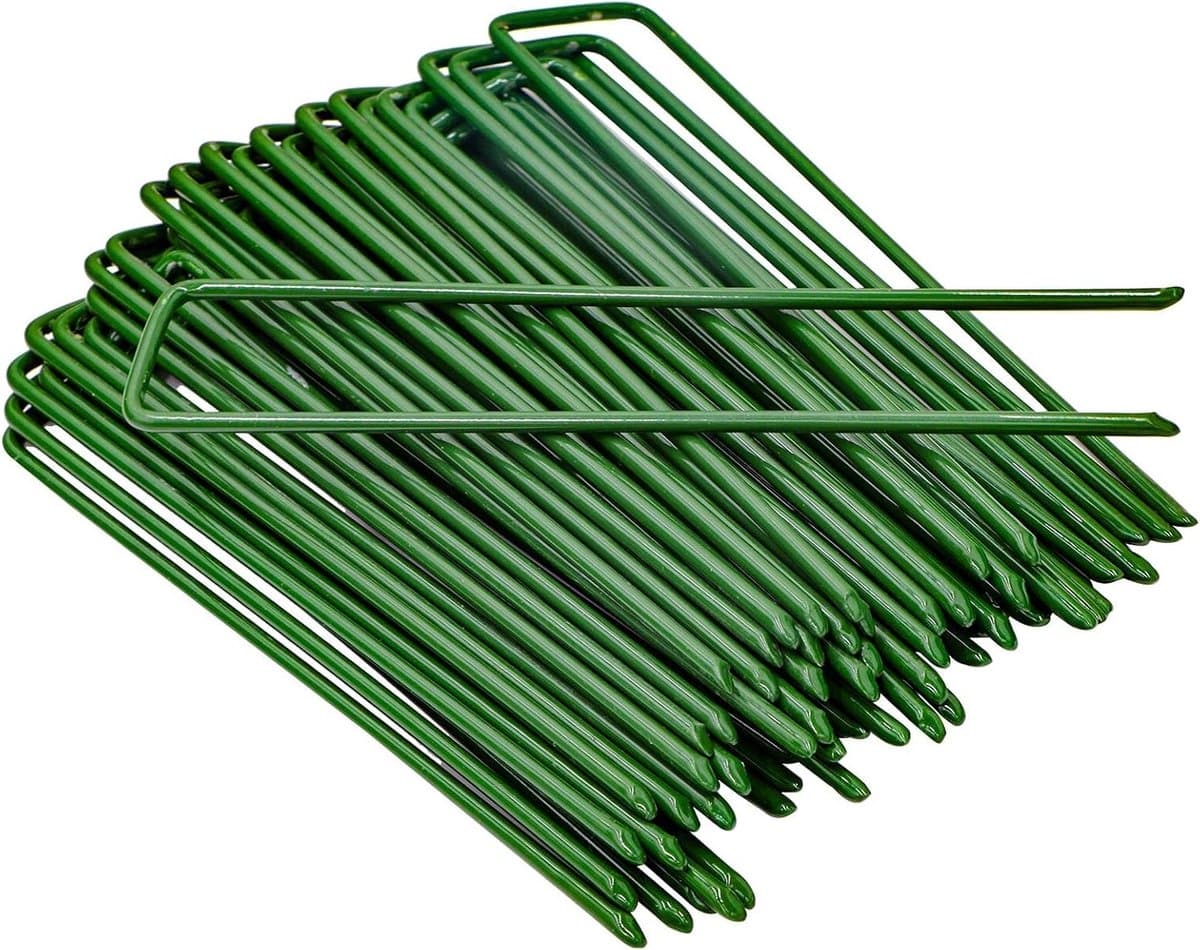 U-vormige tuinpinnen voor het vastzetten van grasmatten, onkruiddoek en netten - 15CM, 40 stuks — afbeelding 1