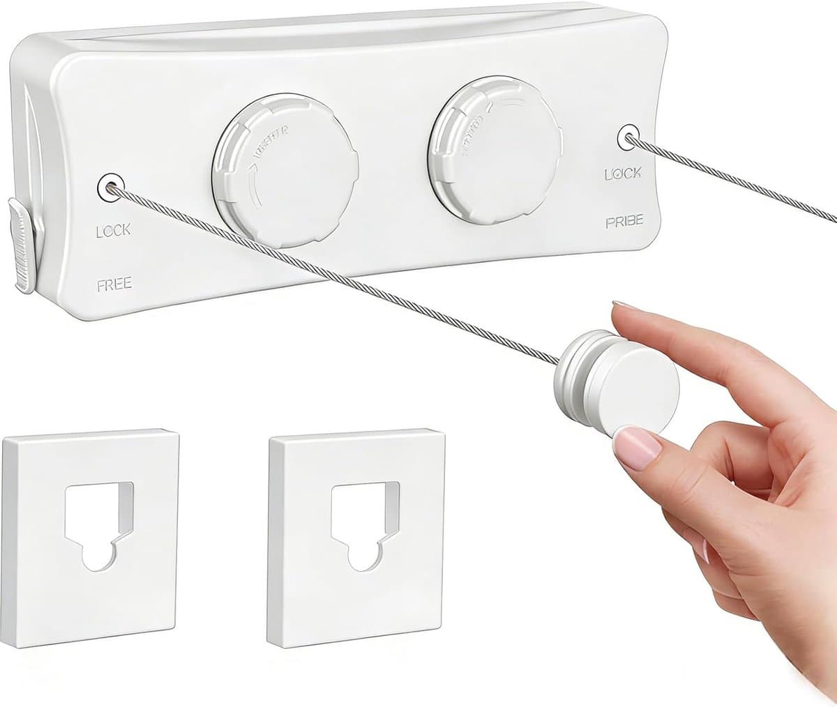Retractable Clothesline, Indoor Clothesline, Double Line, Invisible Clothes Line Made of Stainless Steel, Adjustable - ShopVlot — afbeelding 1