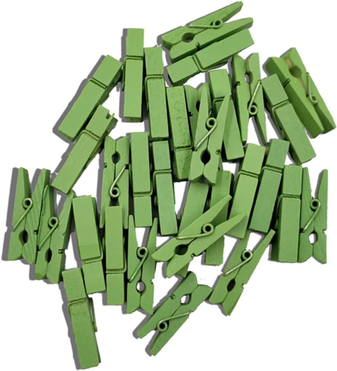 Houten Wasknijpers - Mini Clips - Foto's Ophangen - Natuurlijk Hout - 100 Stuks - Groen — afbeelding 1