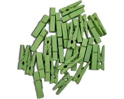 Houten Wasknijpers - Mini Clips - Foto's Ophangen - Natuurlijk Hout - 100 Stuks - Groen