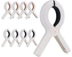 Thijox - 8 stuks duurzame plastic strandhanddoekklemmen, grote wasklemmen voor strandstoelen, dekens, lakens, kleding, ideaal voor strand en zwembad