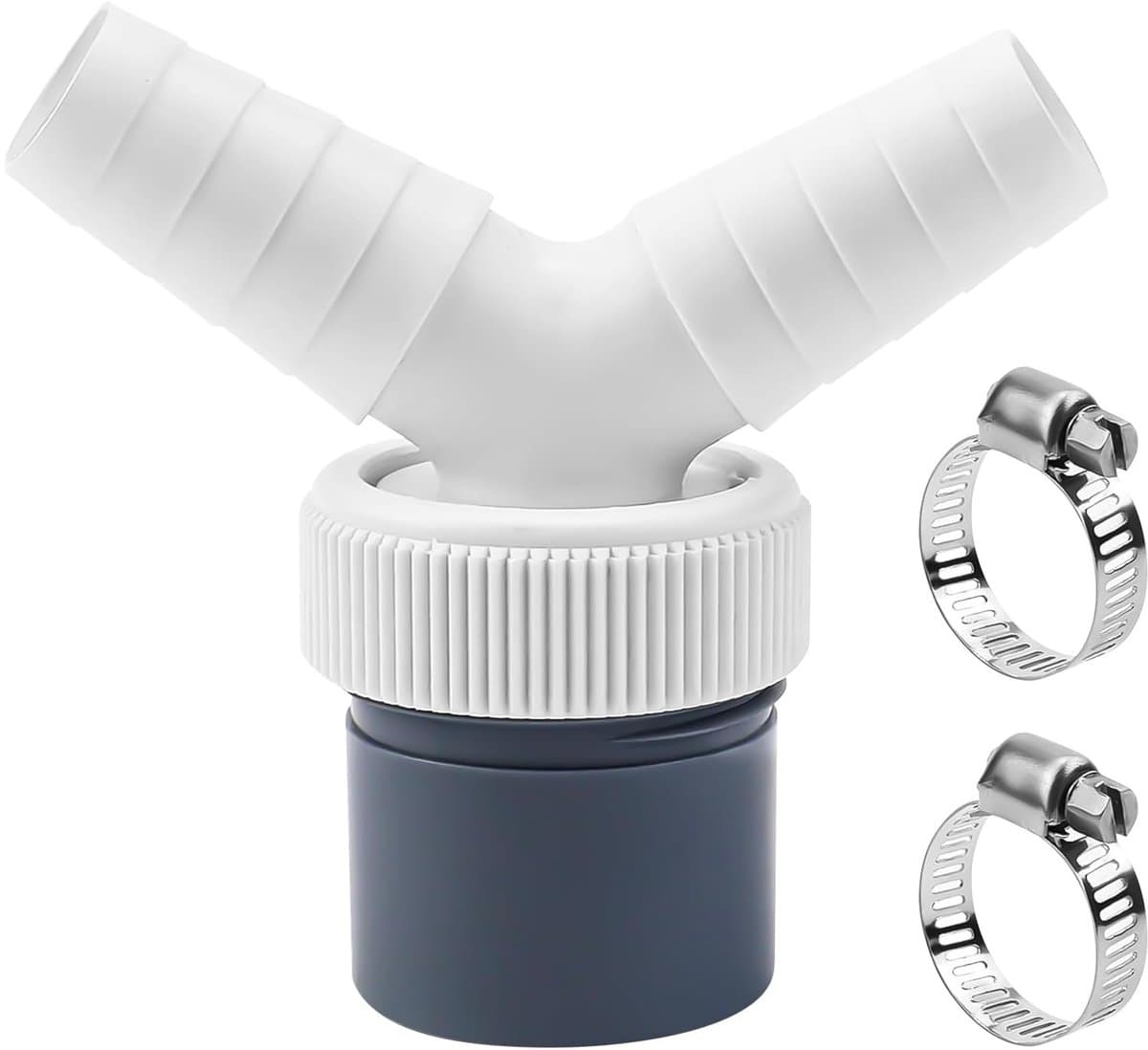 Dailygoods- Afvoeradapter Y-adapter - Dubbele Afvoer - Slang Ø 40 mm - Ingang Ø 18-23 mm - Hoogwaardig Polypropeen - Inclusief Afdichting en Schroefklemmen - Afvoerslang — afbeelding 1