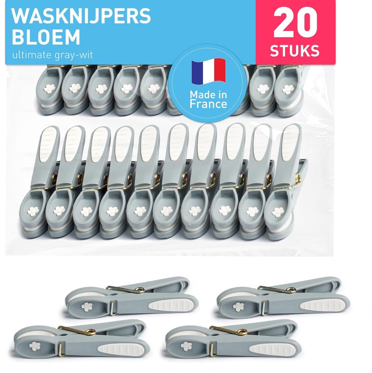 Dailygoods- Wasknijpers Robuust - Soft Grip - Bloemmotief - Duurzaam - Voor Binnen/Buiten - Sterke Spring - Wasknijper — afbeelding 1