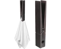 Houten Kledingknijpers - Grote Ophangers - Handdoeken Ophangen - Landelijk Design - 30 cm Lengte - Zwart
