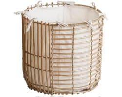 Wasmand Rotan - Opbergmand Handgemaakt - Vuile Was Sorteren - Hoogwaardig Materiaal - 45 x 40 cm - Natuurlijk