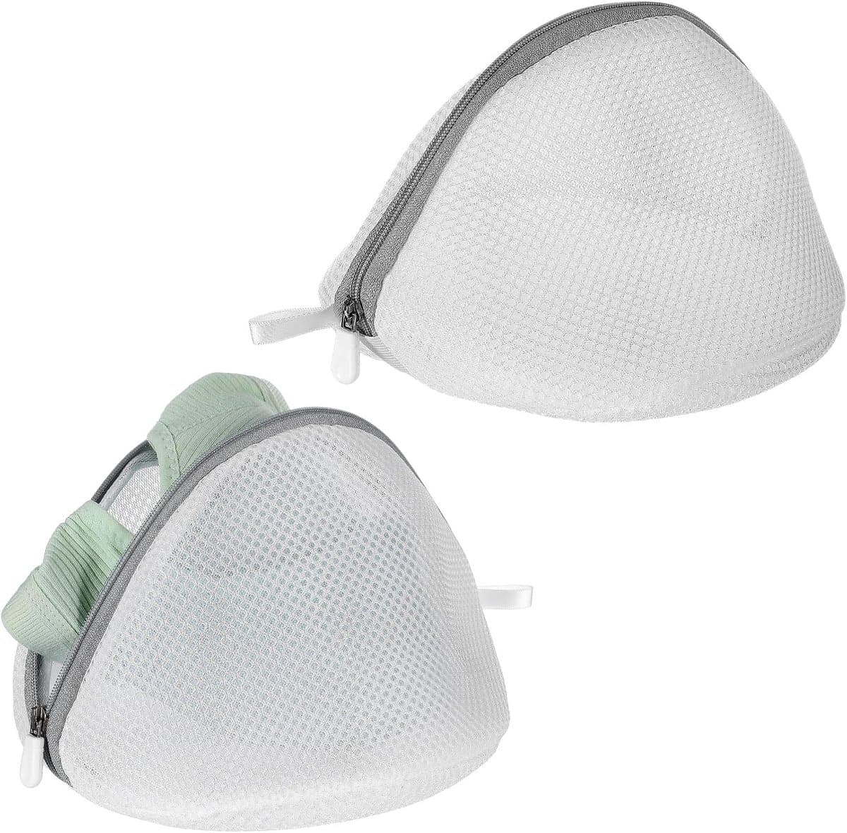 Bobypet - Wasnet Beha voor Wasmachine - Set van 2 - 18 x 15 cm - Halfronde BH Waszakken met Stevige Metalen Rits - Fijnmazig - Voor Bescherming van Beha's en Lingierie - Wit — afbeelding 1