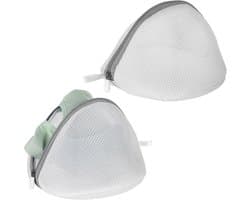 Bobypet - Wasnet Beha voor Wasmachine - Set van 2 - 18 x 15 cm - Halfronde BH Waszakken met Stevige Metalen Rits - Fijnmazig - Voor Bescherming van Beha's en Lingierie - Wit