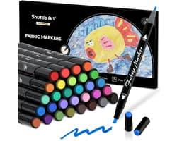 Art Stoffen pennen, 30 kleuren dubbele punt permanente stoffen markers voor kleding, T-shirt, schoenen, niet-toxisch en geen bloeden permanente stoffen pennen voor kinderen volwassenen