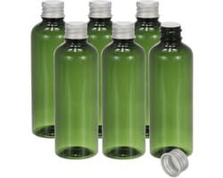 Reisflessen met schroefdop, 6 stuks 3.4 oz (100 ml) Lekvrije Hervulbare Lege Dispenser Container Knijpfles met Aluminium Schroefdeksel voor Shampoo Toiletartikelen Lotion Cream, Groen