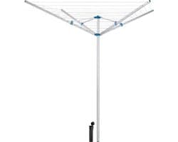 Tectake® Aluminium droogmolen - Wasmolen met 4 inklapbare draagarmen - Traploos in hoogte verstelbaar - Incl. bodemhuls met deksel