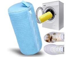Waszak voor schoenen – waszak voor schoenen met villosities, schoenentas voor wasmachine met ritssluiting, herbruikbaar, waszakken voor sneakers (blauw/verpakking 1)