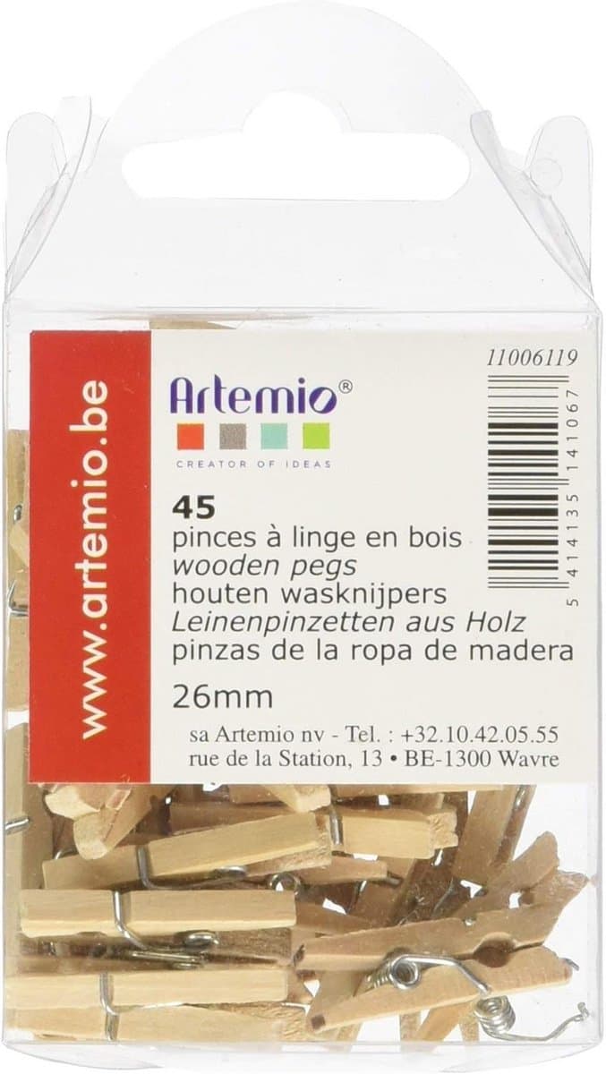 45 Mini Houten Wasknijpers - Kleine Beige Klemmetjes voor Craft & Decoratie — afbeelding 1