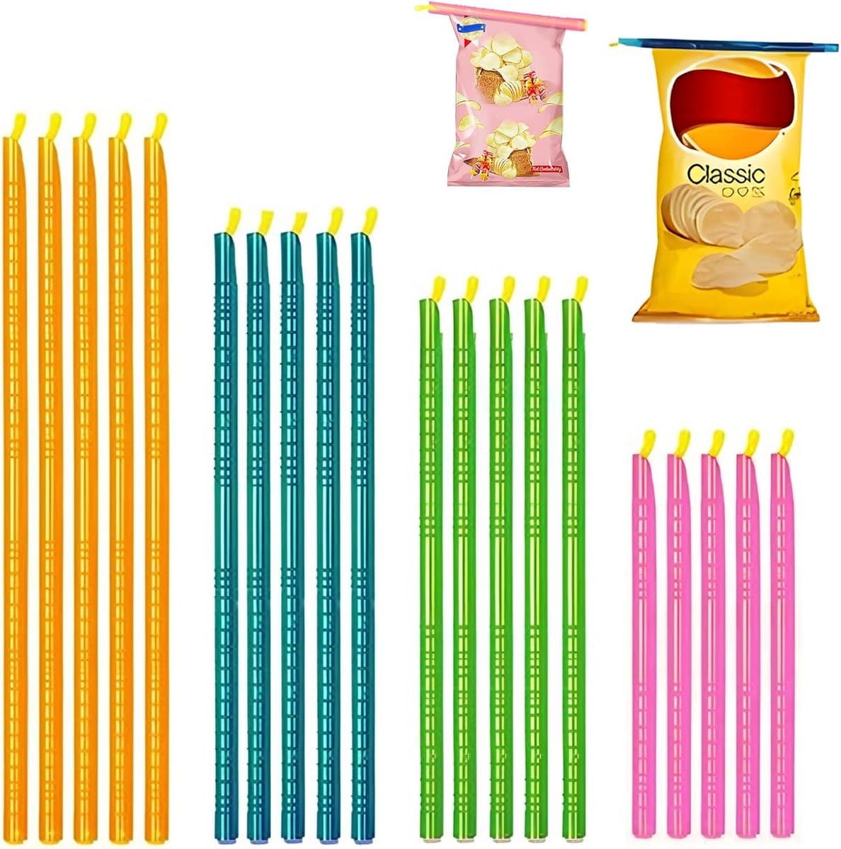 Sluitklemmen 20 stuks - Herbruikbare clips voor levensmiddelzakjes, meerkleurig, voor keuken en huishouden — afbeelding 1