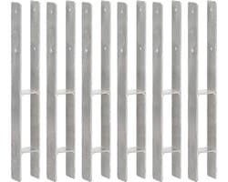 vidaXL - Grondankers - 6 - st - 7x6x60 - cm - gegalvaniseerd - staal - zilverkleurig