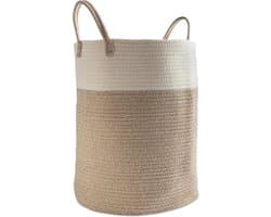 Framehack Wasmand Katoen - Opbergmand 52 ltr - Mand Rond met handvaten - Wasbox Opvouwbaar - Speelgoedmand