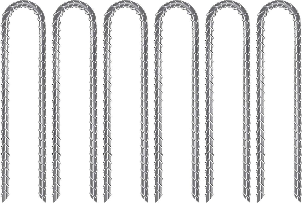 Bodemankers 32 cm U-vormige set van 6 - verzinkt staal - trampoline windpalen - zware belasting — afbeelding 1