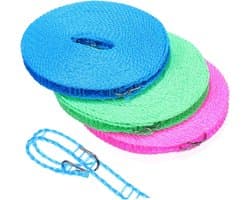 Waslijn Set - Drogere koord - Buiten kleding drogen - Verdeeld ontwerp - 3 rollen - Meerdere kleuren