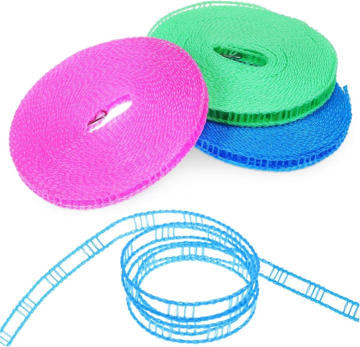 Kledinglijn Set - Reis Waslijn - Buiten Drogen - Sterk Nylon Materiaal - 3 Rollen - As Shown — afbeelding 1