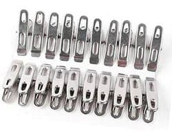 Roestvrijstalen Wasknijpers - Kledingclips Klemmen - Wasgoed Ophangen - Winddicht Sterke Veer - 20 stuks - Zilverkleurig