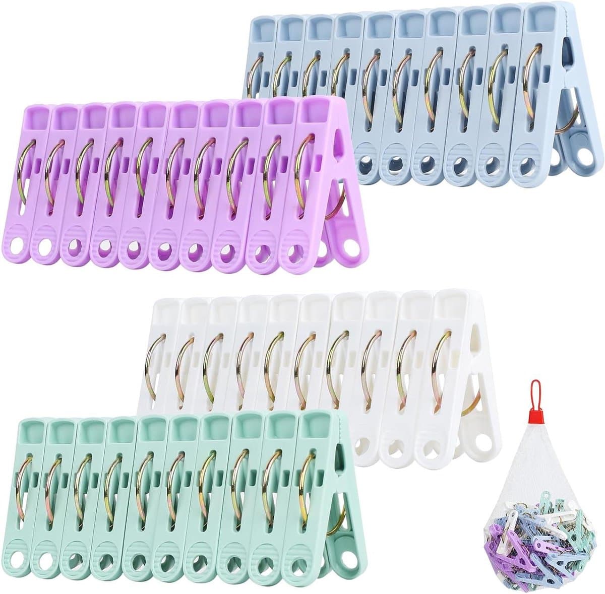 Wasknijpers Kledingclips - Plastic Haringen - Kleding Drogen - Antislip Ontwerp - 5.5 Centimeter Lang - 4 Kleuren — afbeelding 1