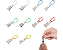 10 stuks multifunctionele metalen handdoekclips - kleurige handdoekhaakjes voor keuken en badkamer - clips voor theedoeken en strandhanddoeken