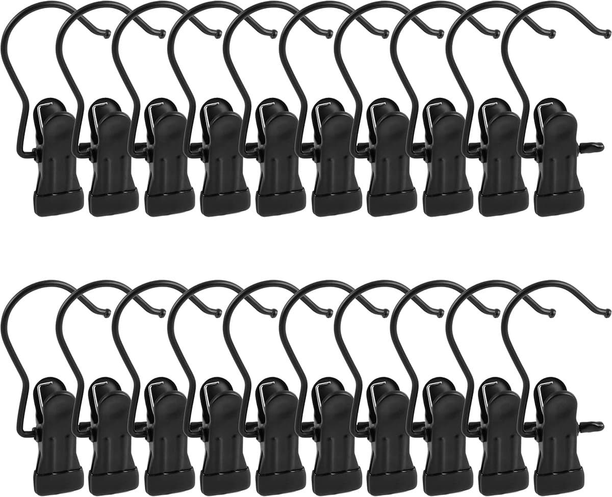 Washakenset Kledinghangers - Klemhaken Clips - Orde Creëren Kast - 360° Draaibaar - 20 Stuks - Zwart — afbeelding 1
