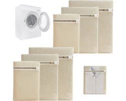 SnelShoppen - Set van 6 Premium Katoenen Waszakken met Rits Zonder Microplastic, Wasnet, Waszak voor Wasmachine, Reisorganisator voor Vuilwas, Eco-vri