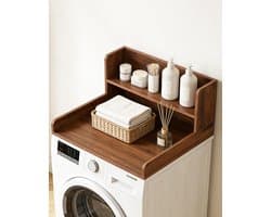 Werkblad Wasmachine Droger - Wastafelblad Organizer - Praktische Werkruimte - Verhoogde Randen - 120 x 60 cm - Bruin