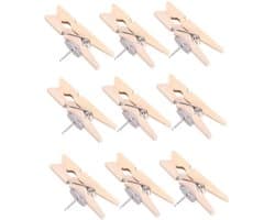 Houten Klemmen - Memo Clips - Foto's Presenteren - Inclusief Prikpen - 30 Stuks - Natuurlijk Hout